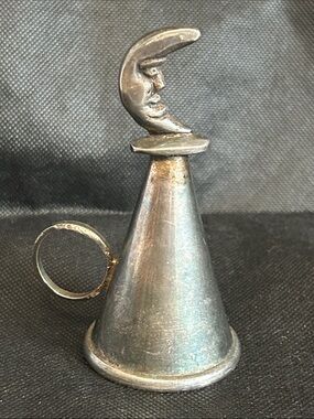 Vintage Silver-Tone Moon Topper Candle Snuffer
